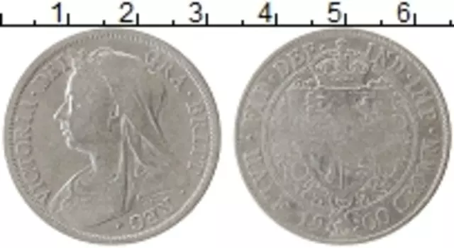 Монета 1/2 кроны Англии 1900 года Серебро Виктория