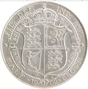 Монета 1/2 кроны Англии 1902 года Серебро Эдуард VII
