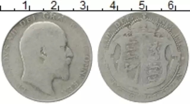 Монета 1/2 кроны Англии 1908 года Серебро Эдуард VII