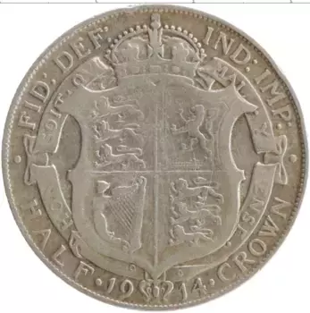 Монета 1/2 кроны Англии 1914 года Серебро Георг V