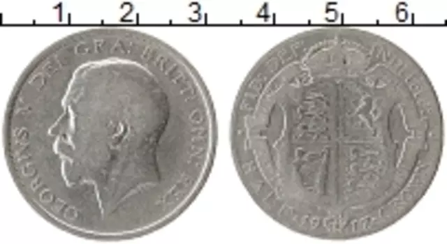 Монета 1/2 кроны Англии 1917 года Серебро Георг V