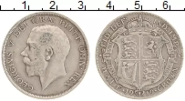 Монета 1/2 кроны Англии 1919 года Серебро Георг V