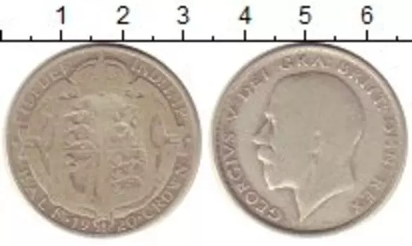 Монета 1/2 кроны Англии 1920 года Серебро Георг V