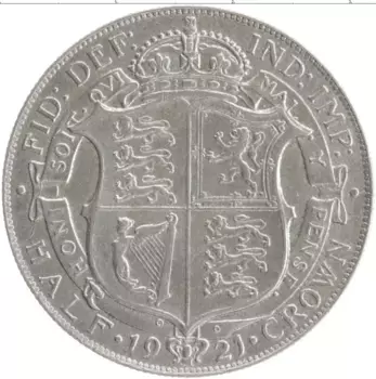 Монета 1/2 кроны Англии 1921 года Серебро Георг V