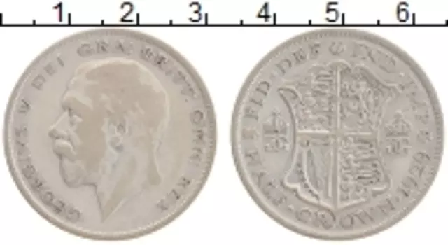 Монета 1/2 кроны Англии 1929 года Серебро Георг V