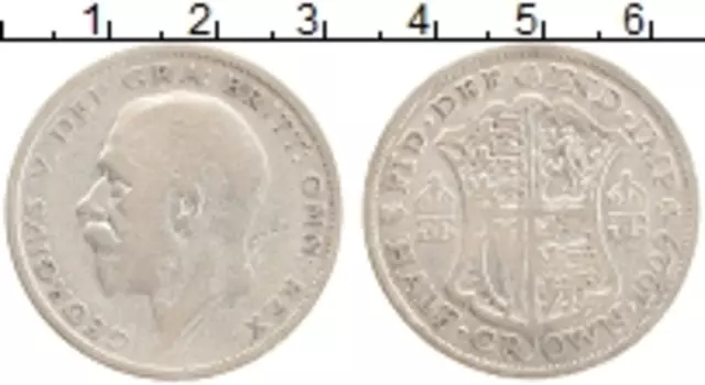 Монета 1/2 кроны Англии 1929 года Серебро Георг V