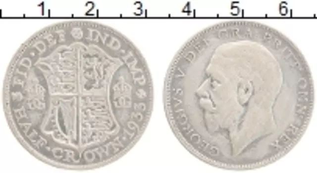 Монета 1/2 кроны Англии 1933 года Серебро Георг V