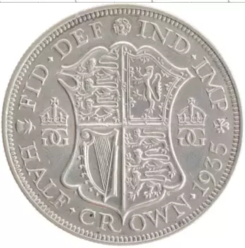Монета 1/2 кроны Англии 1935 года Серебро Георг V
