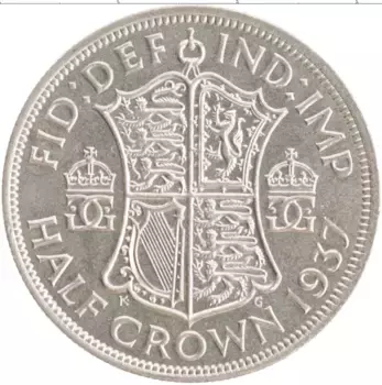 Монета 1/2 кроны Англии 1937 года Серебро Георг VI