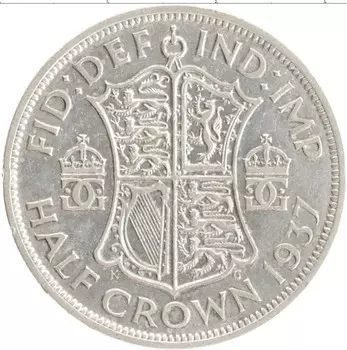 Монета 1/2 кроны Англии 1937 года Серебро Георг VI