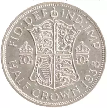 Монета 1/2 кроны Англии 1938 года Серебро Георг VI