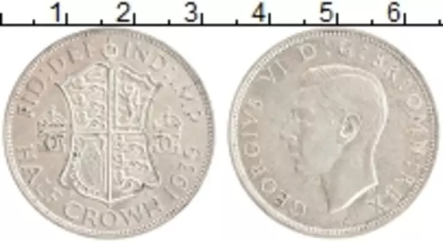 Монета 1/2 кроны Англии 1939 года Серебро Георг VI