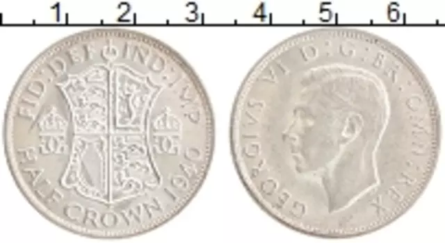 Монета 1/2 кроны Англии 1940 года Серебро Георг VI