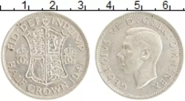 Монета 1/2 кроны Англии 1941 года Серебро Георг VI