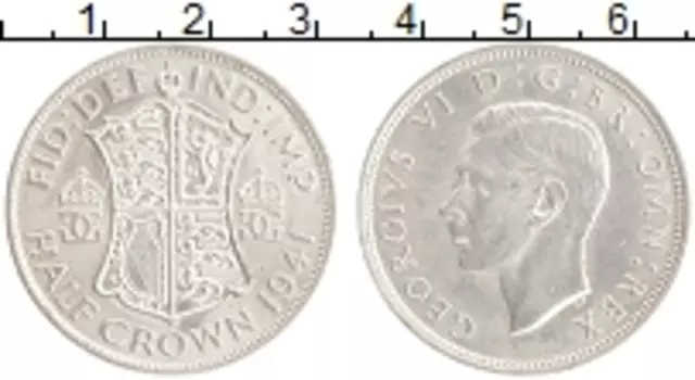 Монета 1/2 кроны Англии 1941 года Серебро Георг VI