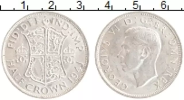Монета 1/2 кроны Англии 1941 года Серебро Георг VI