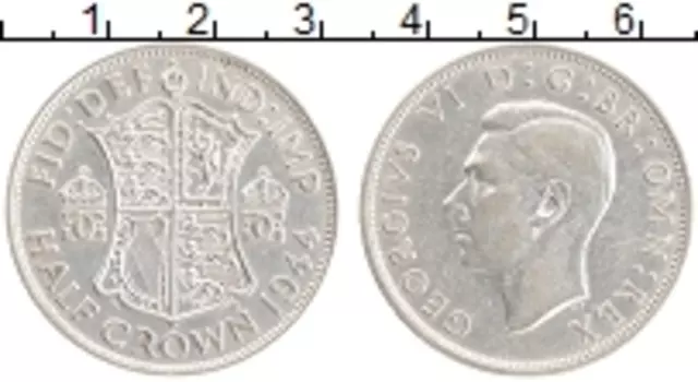 Монета 1/2 кроны Англии 1944 года Серебро Георг VI