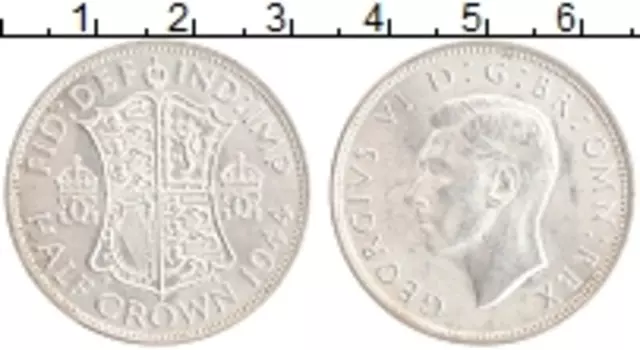Монета 1/2 кроны Англии 1944 года Серебро Георг VI