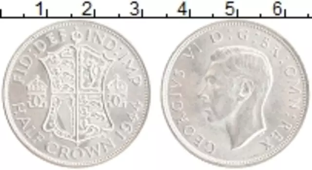 Монета 1/2 кроны Англии 1944 года Серебро Георг VI