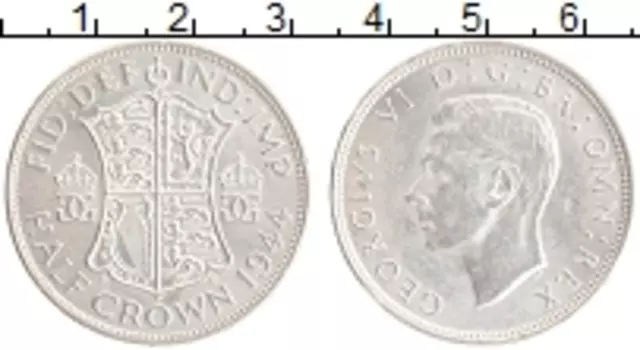 Монета 1/2 кроны Англии 1944 года Серебро Георг VI