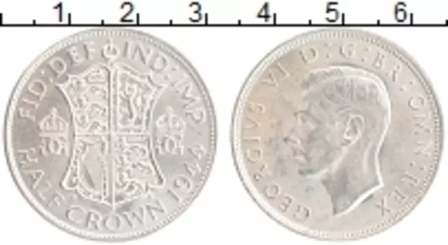 Монета 1/2 кроны Англии 1944 года Серебро Георг VI