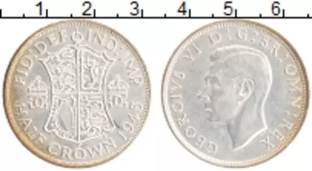 Монета 1/2 кроны Англии 1945 года Серебро Георг VI