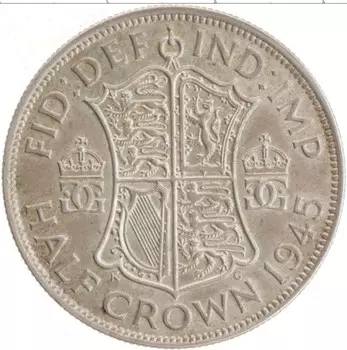 Монета 1/2 кроны Англии 1945 года Серебро Георг VI