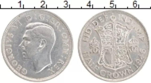 Монета 1/2 кроны Англии 1946 года Серебро Георг VI