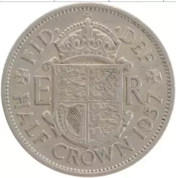 Монета 1/2 кроны Англии 1957 года Медно-никель Елизавета II