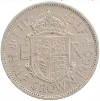 Монета 1/2 кроны Англии 1960 года Медно-никель