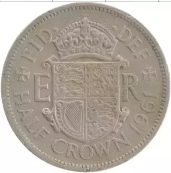 Монета 1/2 кроны Англии 1961 года Медно-никель Елизавета II