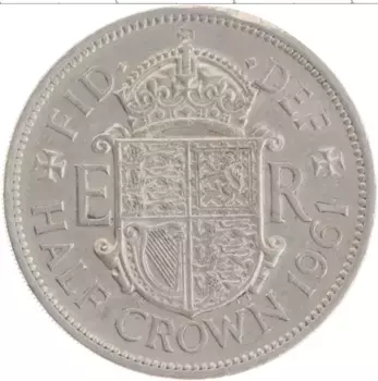 Монета 1/2 кроны Англии 1961 года Медно-никель