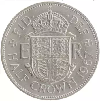 Монета 1/2 кроны Англии 1967 года Медно-никель Елизавета II