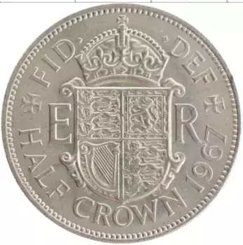 Монета 1/2 кроны Англии 1967 года Медно-никель Елизавета II