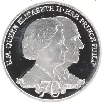 Монета 1/2 кроны Гибралтара 2017 года Серебро 70 лет Свадьбы Королевы Елизаветы II и принца Филиппа