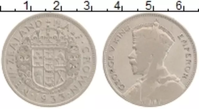 Монета 1/2 кроны Новой Зеландии 1933 года Серебро Георг V
