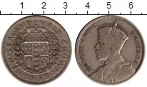 Монета 1/2 кроны Новой Зеландии 1933 года Серебро Георг V