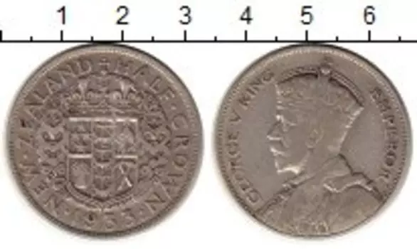 Монета 1/2 кроны Новой Зеландии 1933 года Серебро Георг V