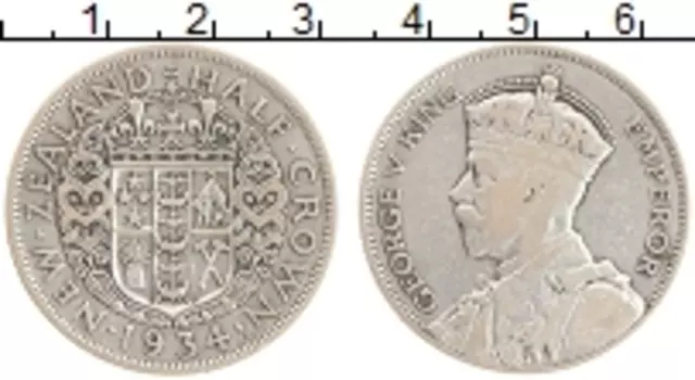 Монета 1/2 кроны Новой Зеландии 1934 года Серебро Георг V