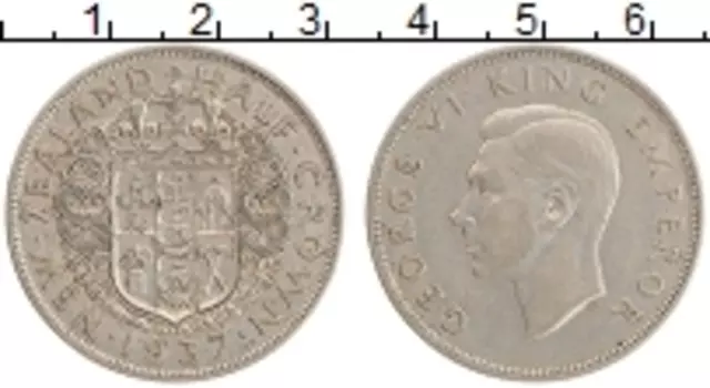 Монета 1/2 кроны Новой Зеландии 1937 года Серебро Георг VI