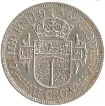 Монета 1/2 кроны Родезии 1936 года Серебро Георг V