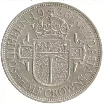 Монета 1/2 кроны Родезии 1936 года Серебро Георг V