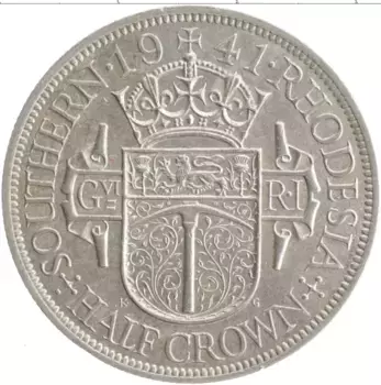 Монета 1/2 кроны Родезии 1941 года Серебро Георг VI