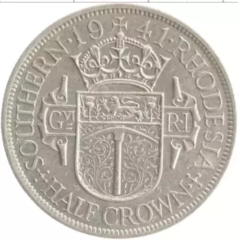 Монета 1/2 кроны Родезии 1941 года Серебро Георг VI