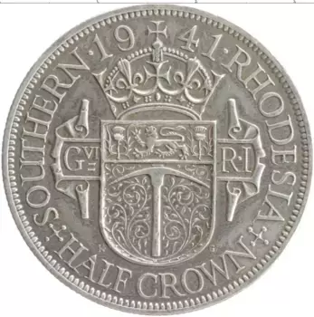Монета 1/2 кроны Родезии 1941 года Серебро Георг VI