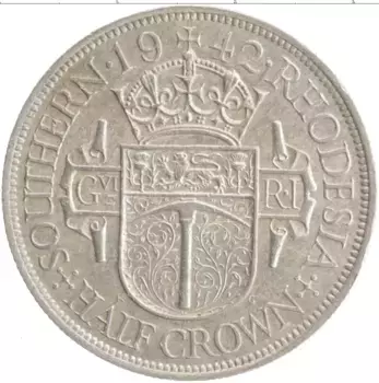 Монета 1/2 кроны Родезии 1942 года Серебро Георг VI