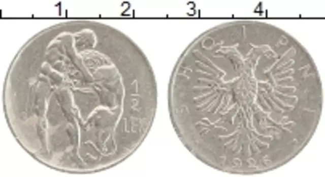 Монета 1/2 лека Албании 1926 года Медно-никель