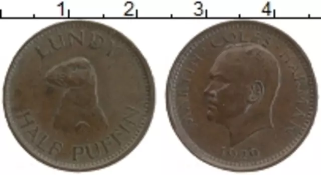 Монета 1/2 паффин Ланди 1929 года Бронза Мартин Колс Харман