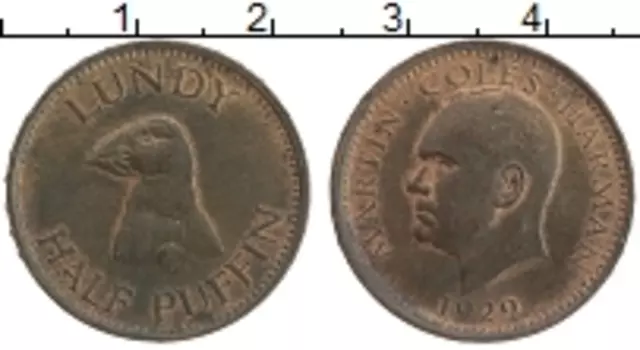 Монета 1/2 паффин Ланди 1929 года Бронза Мартин Колс Харман