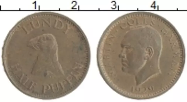 Монета 1/2 паффин Ланди 1929 года Бронза Мартин Колс Харман